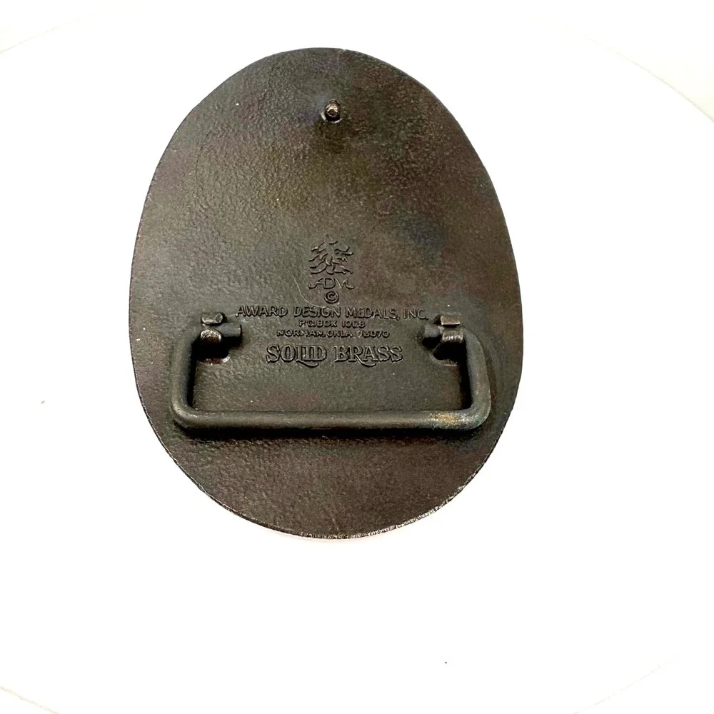 Vintage 1980s ADM Solid Brass Steam Locomotive Train Western Belt Buckle